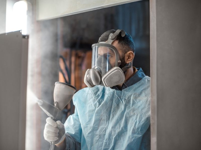 Spray coating windows and doors